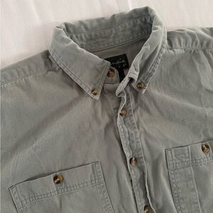 Scandia Woods Men’s Short Sleeve Button Down 100% Cotton Size Medium Sage Green